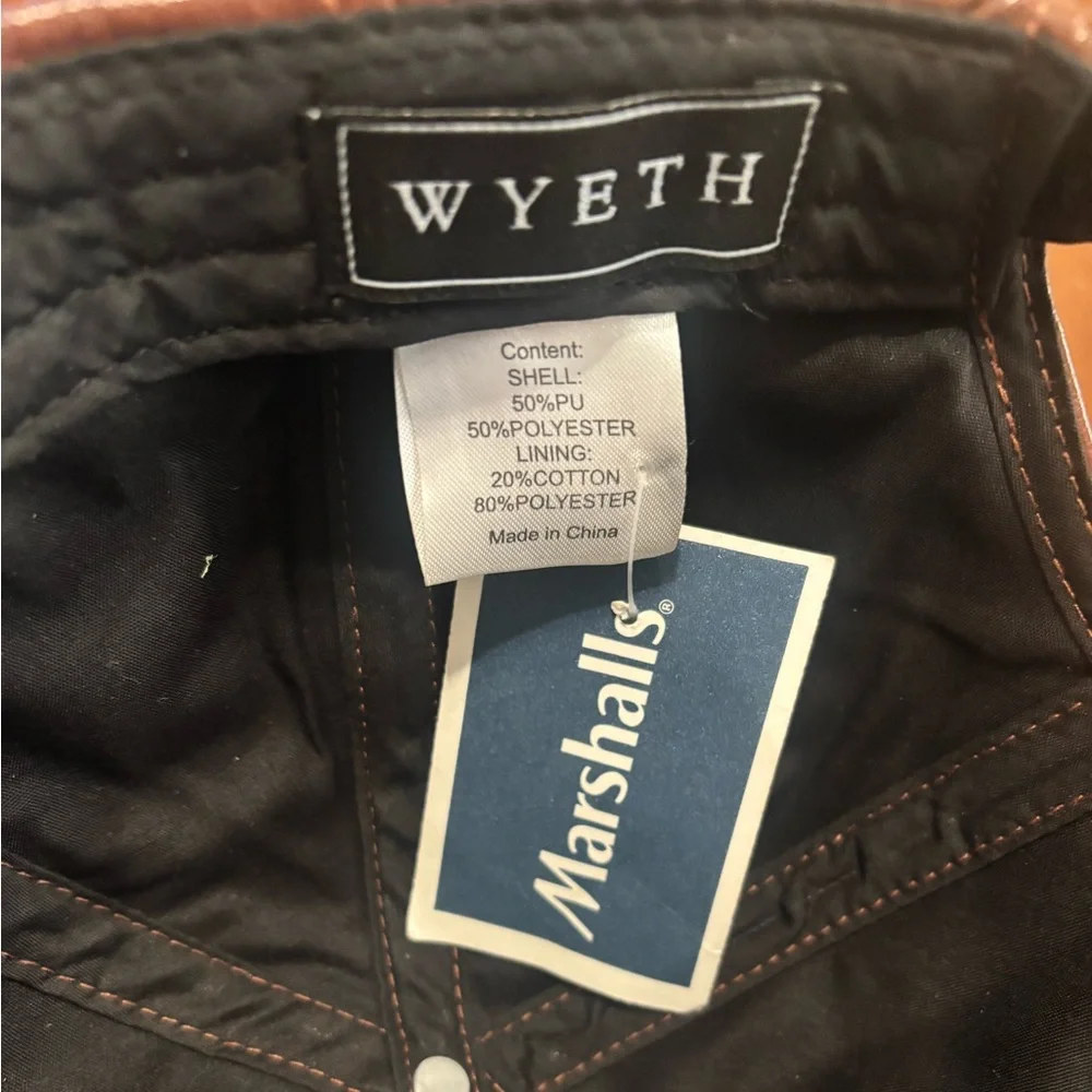 Wyeth by Todd Magill Brown Faux Leather Cap with adjustable strap NWT